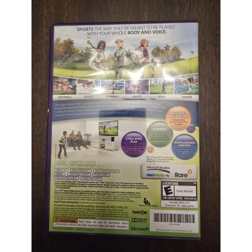 Kinect Sports: Season Two for Microsoft Xbox 360 ~ Game w/Manual & Case‎